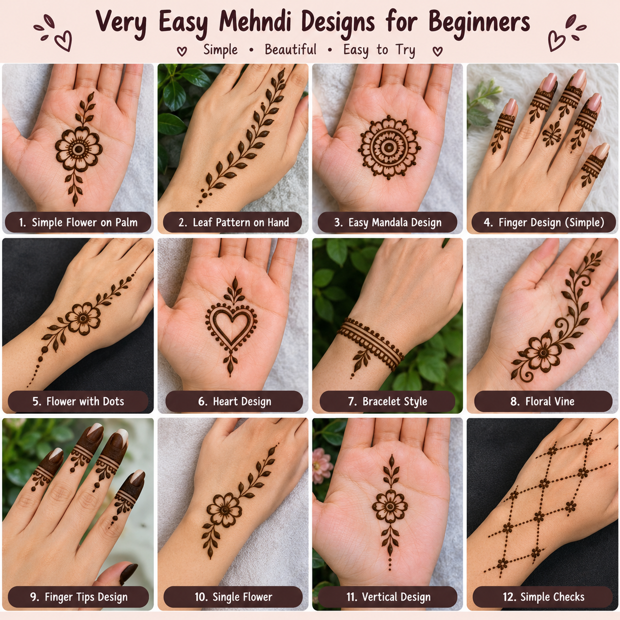Very Easy Mehndi Designs for Beginners