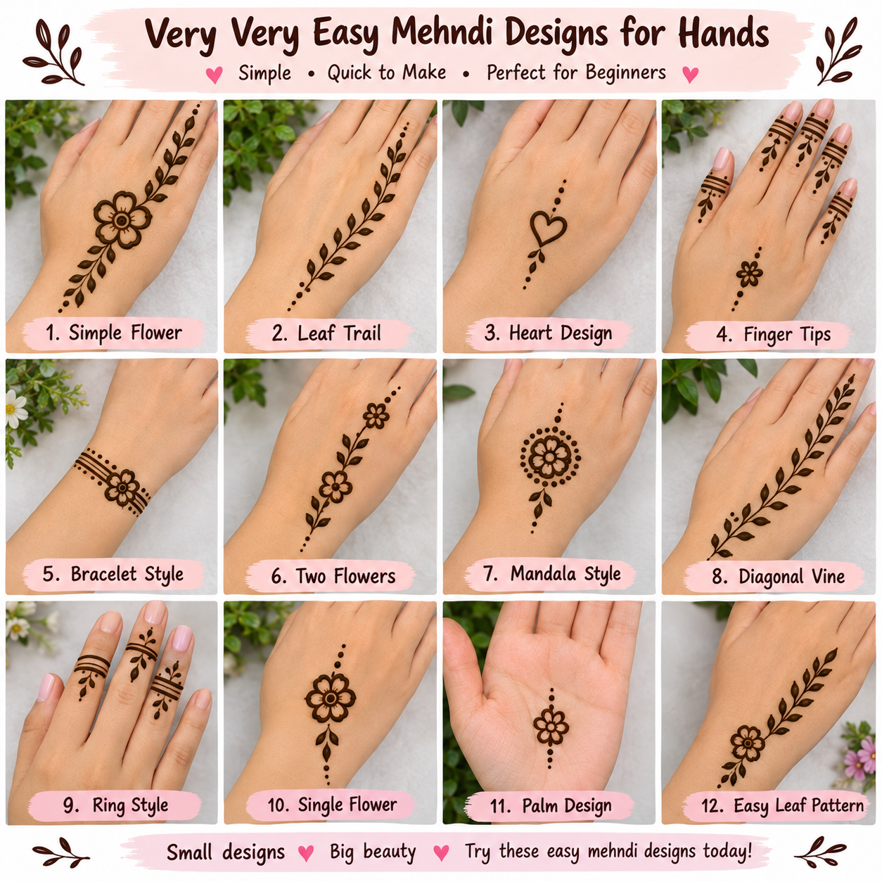 Very Very Easy Mehndi Designs for Hands